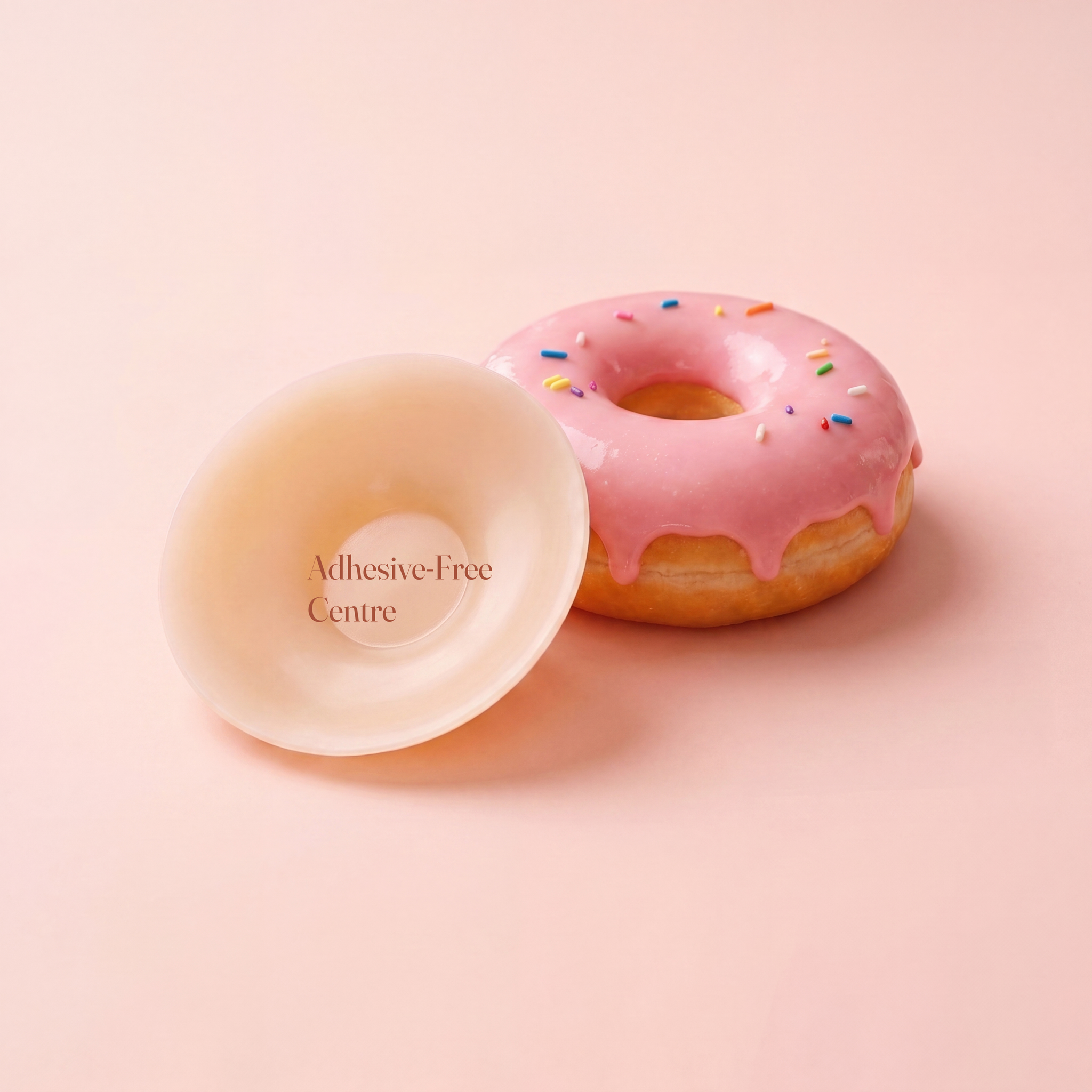 A model wearing melo doughnut, the soft cover sitting invisibly against skin