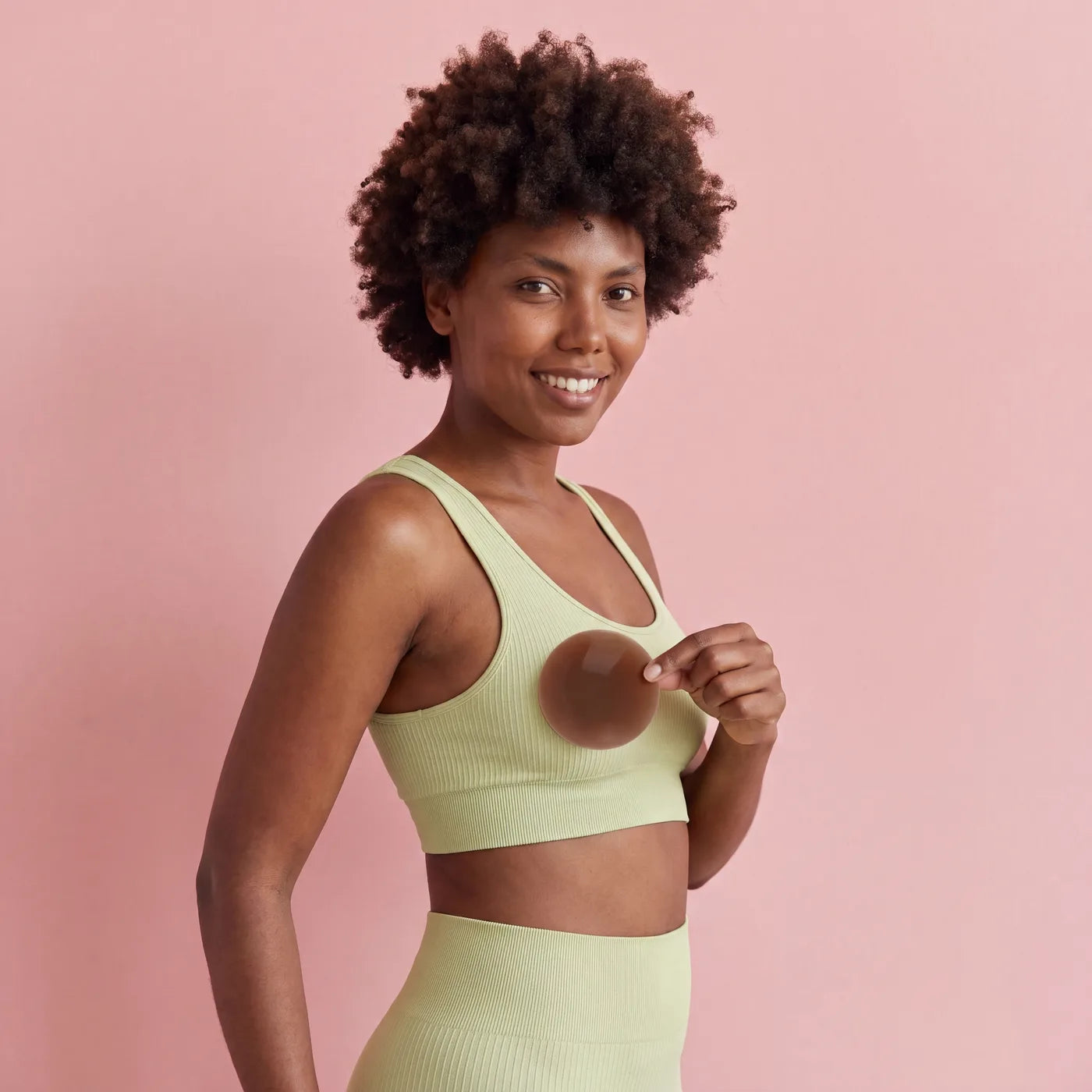 melo no-glue cover worn under a fitted top